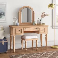 Three Posts Romford Vanity Set With Mirror Wayfair Bedroom Vanity Set Wooden Vanity Furniture