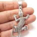 Silver Gecko Pendant, Lizard Pendant, Animal Pendant Craft ...