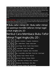 Merdekabet agen sbobet terpercaya resmi online 24 jam melayani daftar sbobet, daftar judi bola maxbet, casino online, togel, mix parlay, depo / wd cepat Cara Membaca Buku Tafsir Mimpi Togel Angka Jitu 2d By Beby An Issuu