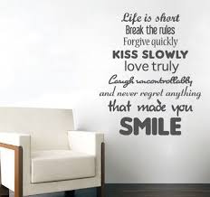 Life Is Short Wall Sticker Text Quote Smile Quotes Inspirational Quotes Vinyl Quotes