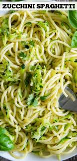 Spaghetti With Zucchini And Garlic In 2020 Zucchini Pasta Recipes Zucchini Spaghetti Recipe Shredded Zucchini Recipes