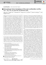 Pdf Octacarbonyl Anion Complexes Of The Late Lanthanides Ln Co 8 Ln Tm Yb Lu And The 32 Electron Rule