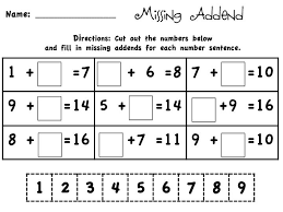 I Like This Worksheet Because Of The Variety Of Missing Addend Problems It Shows It Demonstrates The Concep Second Grade Math First Grade Math Missing Addend