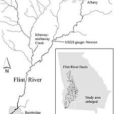 Location of the lower Flint River in southwestern Georgia. Map study...