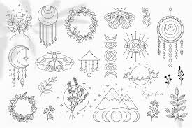 Boho Clipart Boho Elements Svg Mystery Symbols Dream Etsy In 2021 Boho Tattoos Hippie Tattoo Boho Drawing