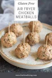 These Gluten Free Ground Chicken Meatballs Are So Easy To Make In An Air Fryer Ready In Just 10 Minu Ground Chicken Meatballs Ground Chicken Chicken Meatballs