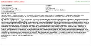 Lobbyist Cover Letter