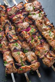 grilled pork shish kabobs shashlik