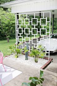 Carport in white with iron pipes and plexiglass. Mid Century Trellis Diy A Beautiful Mess
