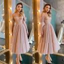 Tea-Length Prom Dresses For Women Elegant Tulle Sweetheart A-Line ...