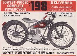 1950 Simplex Motorcycle Ad Usa Motorcycle Moped Bike Motorcycles And Scooter