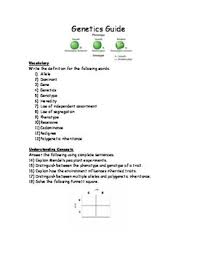 Genetics Guide Worksheet Worksheets Ngss Science Plant Experiments
