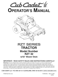 Also save on mtd parts, and troy bilt parts and kohler engine parts. Cub Cadet Rzt 42 Operator S Manual Pdf Download Manualslib