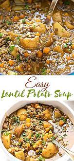 Easy Lentil Potato Soup Recipe Quick And Simple To Make Chunky Hearty And Comforting Meal Perfe In 2020 Lentil Soup Recipes Lentil Recipes Lentil Potato Soup