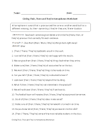 She'll decide if the correct word is used in a variety of sentences. Homophones Worksheets Circling Their There And They Re Homophones Worksheet