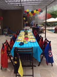 We Had A Table With Superhero Capes On The Chairs And Set The Table With Bright Colors Plates And Superhero Masks Superhero Masks Superhero Capes Superhero
