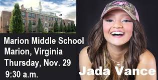 I just wrapped an interview at 93.9 WMEV in Marion, Virginia! Now I'm  heading over to Marion Middle School VA, for an assembly with about 500  students! I'll sing a few songs
