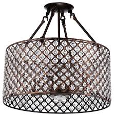 The shine of the clear glass crystal beads creates a welcoming and stylish atmosphere. Marya 4 Light Antique Copper Beaded Drum Semi Flush Mount Crystal Chandelier Gla Traditional Flush Mount Ceiling Lighting By Edvivi Llc Houzz