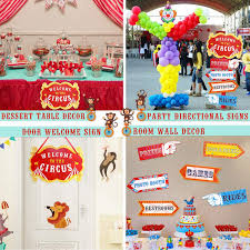 Diy lions cage dessert table /circus table. Buy Circus Carnival Birthday Party Directional Signs Large Size 15 Circus Themed Signs Cutouts Set Of 7 Greatest Showman Themed Party Supplies Carnival Party Decoration Ideas Online In Turkey B07nn87vvw