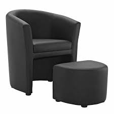 Product titleyaheetech faux leather club chair accent arm chair pvc leather barrel chair contemporary style for living room bedroom reception adding a black accent chair to your living room can be a great way to go. Modway Divulge Faux Leather Accent Chair With Ottoman In Black For Sale Online