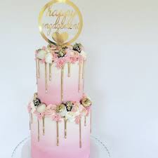Rose Gold 30th Birthday Drip Cake Two Tier Pink And Gold Cake With Gilded Fruits And A Gold Drip Tiered Cakes Birthday 40th Birthday Cakes Pink Birthday Cakes