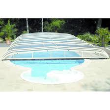 Abri De Piscine Coulissant En Aluminium Et Verre Synthetique Galbe Sr Veranda Rideau