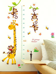 Multi Giraffe Height Chart Pattern Removable Wall Stickers