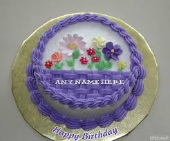 Home · recipes · course · desserts · cakes · 50 easy birthday cake ideas. Write Your Name On Purple Flower Garden Birthday Cake In 2020 Simple Cake Designs Garden Birthday Cake Spring Cake