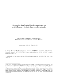 Pdf L Evaluation Des Effets Du Bilan De Competences Par Les Beneficiaires Resultats D Une Enquete Nationale