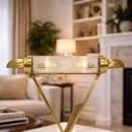 Vintage Art Deco Brass Table Lamp | Glass Rod Desk Light | Skyscraper Style Lighting Fixture