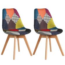 Mid century & modern dining chairs. Nicemoods Patchwork Chair Dining Chair Fabric Wooden Retro Breakfast Dining Room Chairs Buy Online In Sweden At Desertcart 118518557