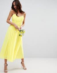 Bright Yellow Bridesmaid Dresses Asos Wedding Rouched Midi Dress Yellow Bridesmaid Dresses Lemon Bridesmaid Dresses Bridesmaid Dress Styles