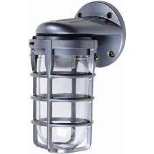 Made of grey molten iron. Southwire Industrial 1 Light Gray Outdoor Weather Tight Flushmount Wall Light Fixture L1707sv The Home Depot