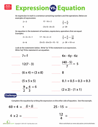 Expression Vs Equation Worksheet Education Com Math Expressions Education Math Equations
