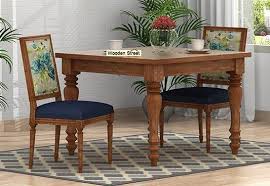 Bonita 2 Seater Printed Dining Set Teal Tulip Natural Finish 2 Seater Dining Table Dining Table Dining Table Setting