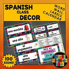 Spanish Classroom Decor Classroom Labels Hispanic Heritage Spanish Calendar Word Wall Spanish Classroom Decor Preschool Word Walls
