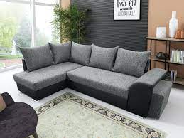Poly rattan lounge sofa sitzgruppe schwarz grau braun. Ecksofa Sofa Pallas Mit Schlaffunktion Schwarz Grau Ottomane Links Kaufen Bei Sylwia Lesniewska Fun Mobel