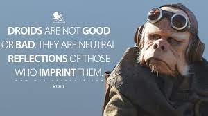 Droids Are Not Good Or Bad They Are Neutral Reflections Of Those Who Imprint Them Magicalquote Star Wars Quotes Mandalorian Droids