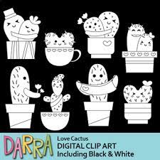 .kawaii cactus svg, happy cactus clipart, monochrome art, black and white, black white baby art, succulent clipart, cacti with face, cactus in pot, commercial use, cactus clip art, svg bundle, summer png, digital clipart, black face animals clipart includes: Love Cactus Clip Art Valentine Cacti Clipart By Darrakadisha Tpt