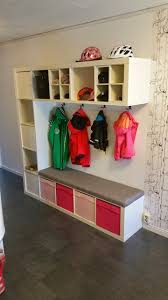 This Is A Kallax 5x5 With The Middle Cubes Removed To Make A Kallax Entryway Stores Our Coats And Gear With A Bench For Us Kallax Ikea Ikea Kallax Shelf Ikea