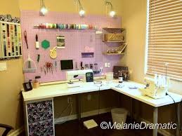 Http Melaniedramatic Com Sewing Studio We Put Two Tables Together From Ikea For The L Shaped Sewing Studio Space Sewing Table Sewing Room Organization