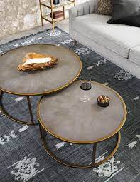 Lately i've dug out this vintage coffee table, and i immediately fell in love. Shagreen Nesting Coffee Table In Antique Brass Burke Decor