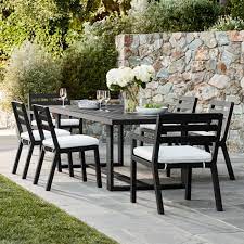 Set includes table and 4 chairs designed for commercial and residential use; Ojai Metal Outdoor Dining Table Williams Sonoma