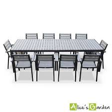 Alice S Garden Salon De Jardin Bonifacio Table 260cm 10 Places Gris Polywood Bois Fauteuil Aluminium Pas Cher Achat Vente Ensembles Tables Et Chaises Salon De Jardin Aluminium Salon