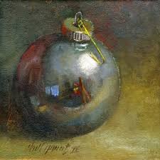 Silver Christmas Ornament 6 X6 Oil On Canvas Original Painting By Artist Hall Groat Ii Christmas Paintings Christmas Paintings On Canvas Original Art Painting