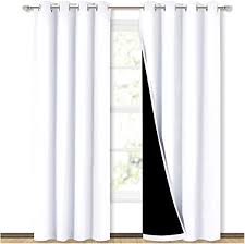 Amazon Com Nicetown 100 Blackout Window Curtain Panels Heat And Full Light Blocking Drapes With Black Liner For Nursery 84 Inches Drop Thermal Insulated Draperies White 2 Pieces 52 Inches Wide Each Panel