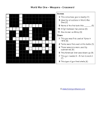 Remember soldiers wars peace died ended stop dead all poppy canadian canada november world. World War One Weapons Crossword Worksheet For 7th 12th Grade Lesson Planet