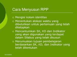 Penentuan alokasi waktu pada setiap kd didasarkan pada jumlah minggu efektif dan alokasi waktu mata pelajaran perminggu dengan mempertimbangkan jumlah kd, keluasan, kedalaman, tingkat kesulitan, dan tingkat kepentingan kd. Penyusunan Rencana Pelaksanaan Pembelajaran Rpp Ppt Download