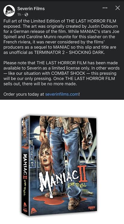 Severin's release of The Last Horror Film is limited to one pressing. If  you were on the fence, I wouldn't sleep on it. : r/boutiquebluray