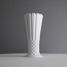 Large Milk Glass Vase By Indiana 10 Inch Large Flower Etsy Milk Glass Vase Milk Glass Glass Vase